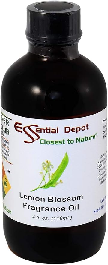 Lemon Blossom Fragrance Oil - 4 oz - Supplied in 4 oz. Amber Glass Bottle with Black Phenolic Cone Lined and Safety Sealed Cap ESSENTIALDEPOT