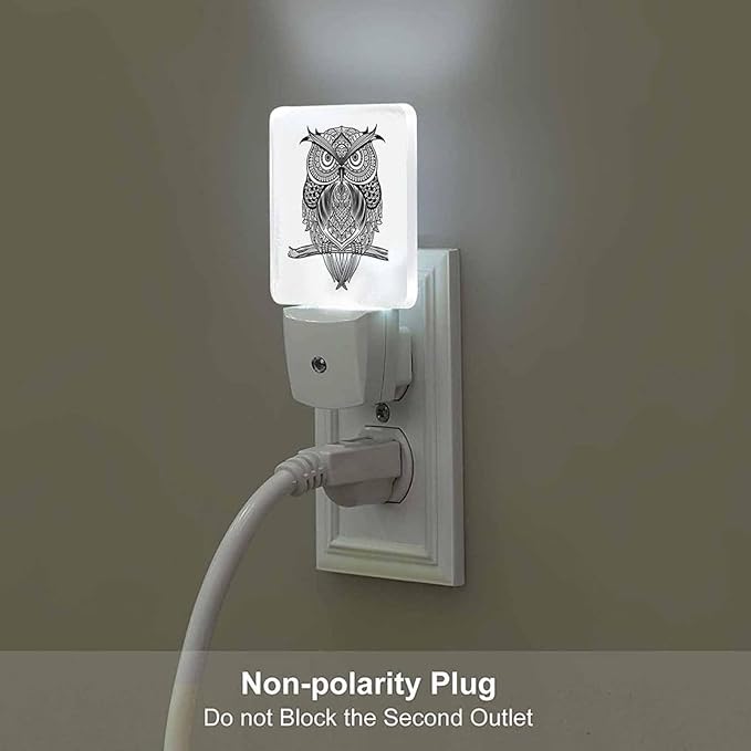 LED Night Light,Owl Sit On Branch LED Night Light Plug into Wall with Dusk to Dawn Light Sensor White Energy Efficient Nightlight for Bedroom Bathroom Hallway Living Room Kitchen - Bloomnest