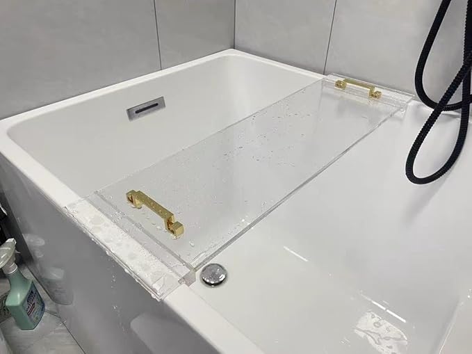 WANLIAN 33inch Luxury Bathtub Caddy Tray for Bathroom Bath tub Table Caddy Tray Shelf for Shower Storage Organizer tub Tray Accessories for Bath tub Table Caddy (Gold Handles) - Bloomnest