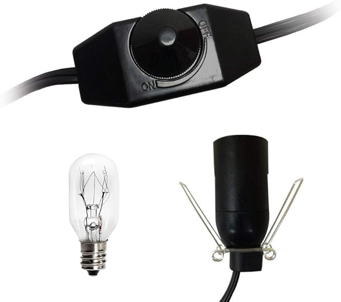 haraqi Salt Lamp Cord and Bulbs,Himalayan Salt Lamp Replacement Cord with Dimmer Switch,Original UL Listed Cord Bulb Replacement for Salt Rock Lamp with 6 Pack 25 Watt E12 Bulbs