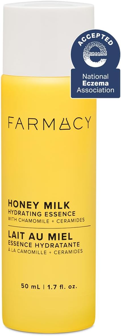 Farmacy Honey Milk Face Essence - Hydrating Milky Toner with Honey, Ceramides + Chamomile - Helps Strengthen Skin Barrier + Replenish Moisture - Soothing + Calming Skincare (50ml) - Bloomnest