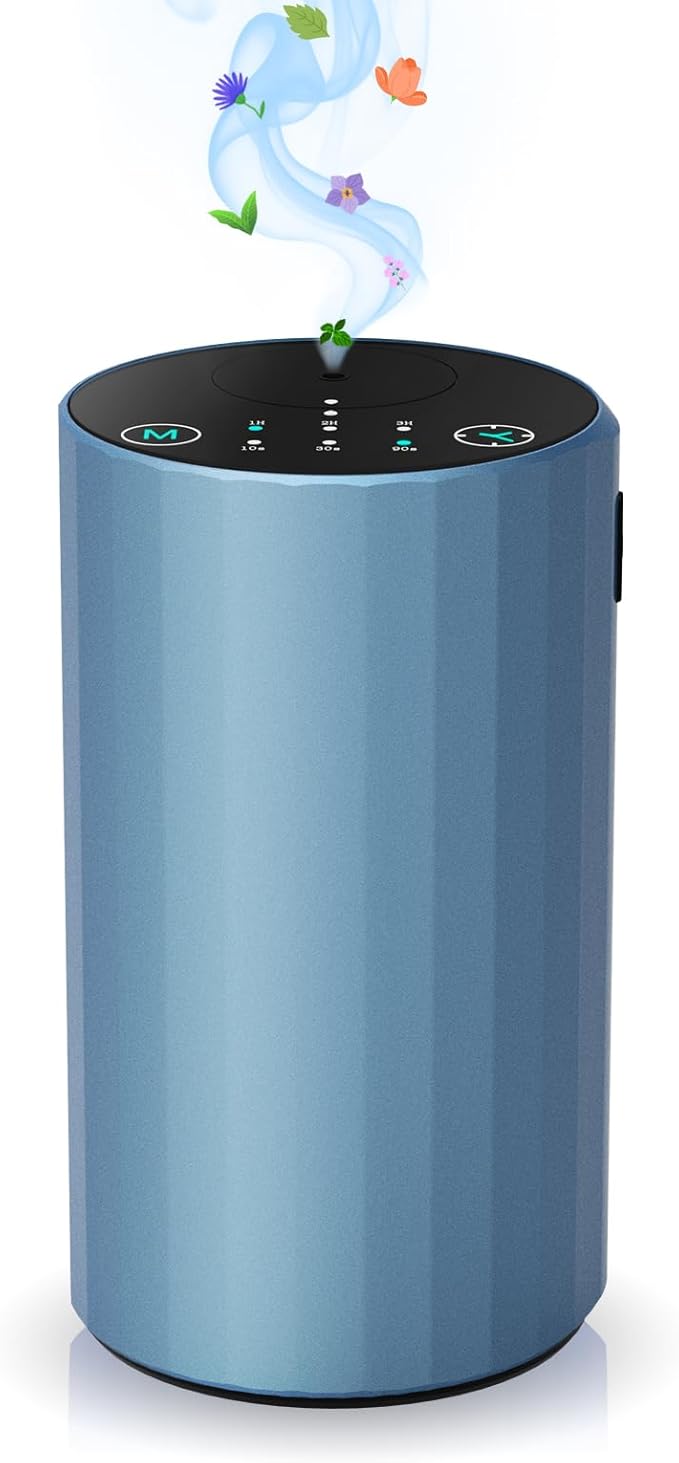 Waterless Essential Oil Diffuser Aromatherapy Scent Diffusers for Home Large Room, Bedroom, Car, Office, Desk, Battery Operated Mini Portable Air Freshener (Blue) - Bloomnest