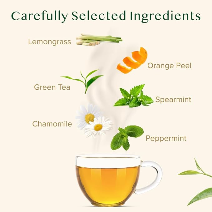 VAHDAM, Chamomile Mint Citrus Green Tea Leaves (50+ Cups, 3.5 oz) Essential Herbs | Green Tea Leaves, Chamomile, Peppermint, Spearmint, Orange Peels, Lemongrass | High Elevation Grown | Vacuum Sealed - Bloomnest