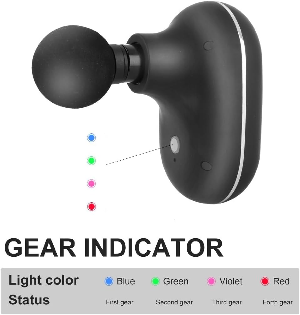 Mini Massage Gun, Deep Tissue Massager Gun, Portable Percussion Small Muscle Massager Gun, Quiet Massager, USB Charging, with 4 Different Massage Accessories, for Full Body Recovery- Black