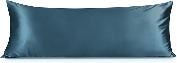 INFIIXSO Body Pillow Cover with Zipper, Luxury Mulberry Silk Body Pillow Case 20x54 Inches, Ultra Smooth and Soft Cooling Long Pillowcase, Gift for Women, Men(Bluesteel) - Bloomnest