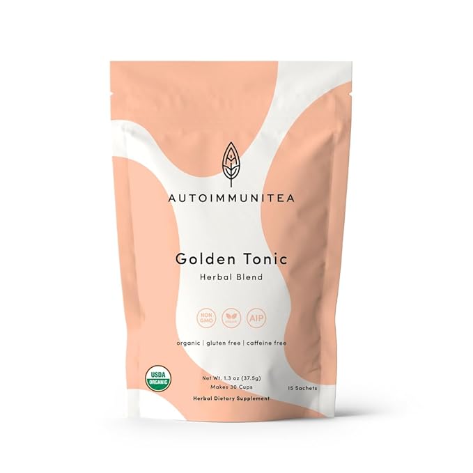 Organic Turmeric Ginger Tea - AIP diet, Whole 30, Paleo friendly, Golden Tonic Herbal Blend - Ayurvedic rooibos herbs, 100% Organic Gluten-Free - Bloomnest