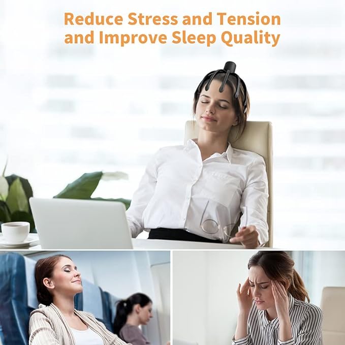 Electric Scalp Massager with 3 Modes, 360 Degree Head Massager, Cordless Portable Head Scratcher for Stress Relax ONIYEA