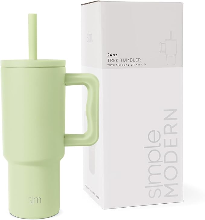 Simple Modern Kids 24 oz Tumbler with Handle and Silicone Straw Lid | Spill Proof and Leak Resistant | Reusable Stainless Steel Bottle | Gift Kids Boys Girls | Trek Collection | Sandy Seas - Bloomnest