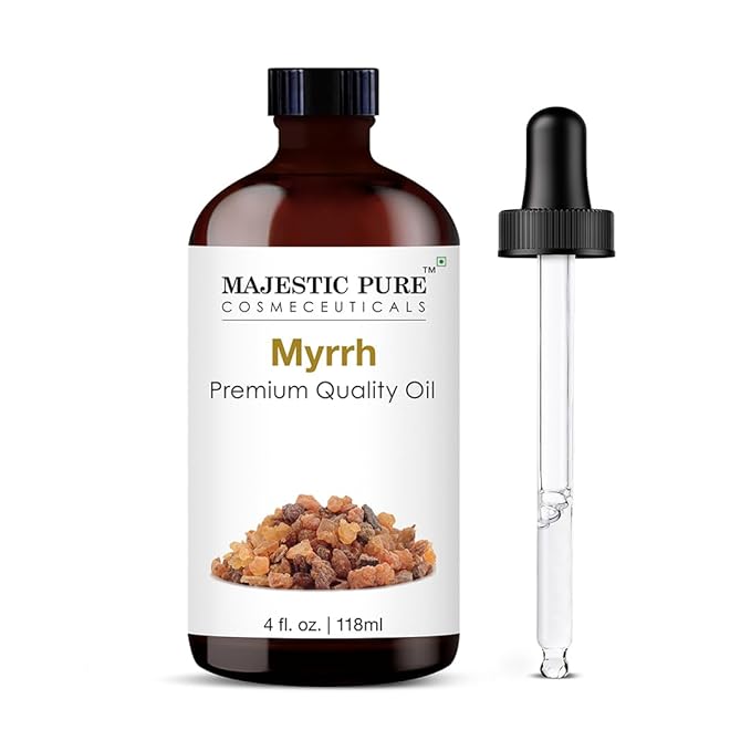 Majestic Pure Myrrh Essential Oil with Glass Dropper - Huge 4 Fl Oz - 100% Pure and Natural Myrrh Oil - Premium Grade Essential Oils for Diffuser, Aromatherapy, Soap and Candle Making - Bloomnest