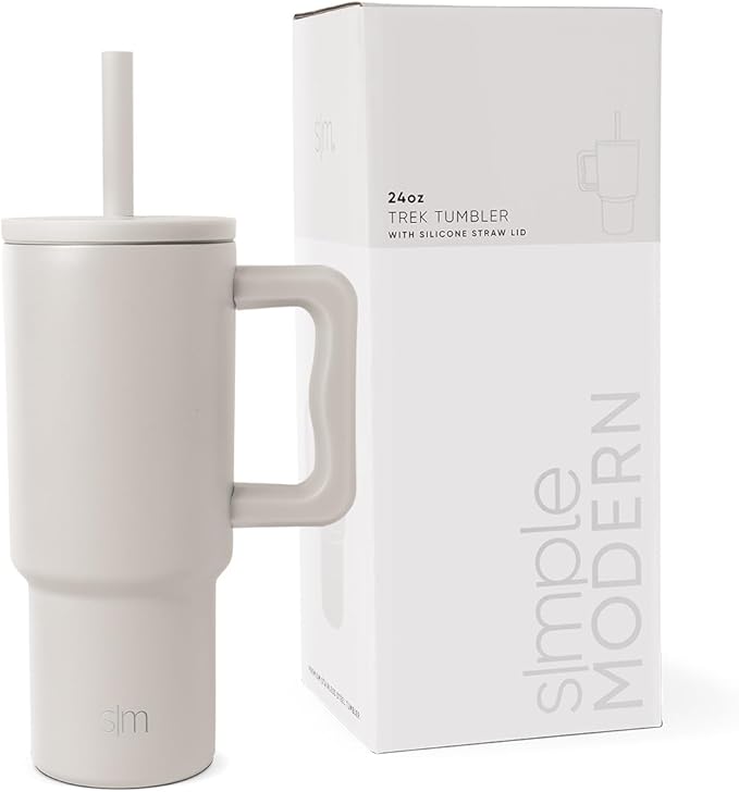 Simple Modern Kids 24 oz Tumbler with Handle and Silicone Straw Lid Spill Proof and Leak Resistant Reusable Stainless Steel Bottle Gift for Kids Boys Girls Trek Collection Almond Birch (Pack of 12) - Bloomnest