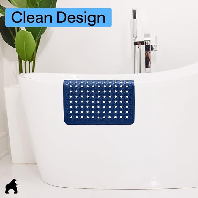 GORILLA GRIP Patented Square Shower Stall Mat, Small Bathtub Floor Mats for Stand Up Showers, Suction Cups and Drainage Holes, Machine Wash, Soft on Feet, Bathroom Accessories 21x21 Inch, Navy Blue - Bloomnest