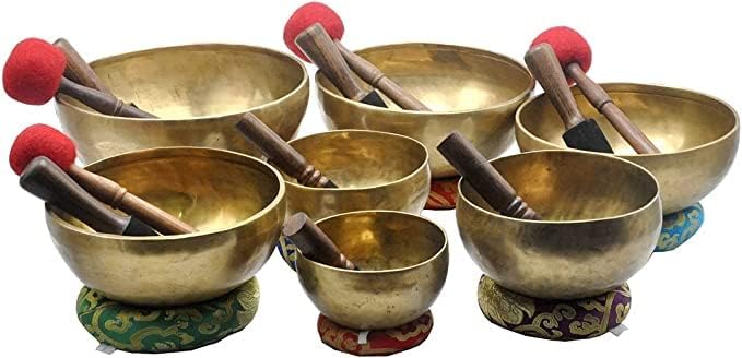 Chakra Healing Tibetan Singing Bowl-Hand Hammered Set of Seven Bowls - Bloomnest