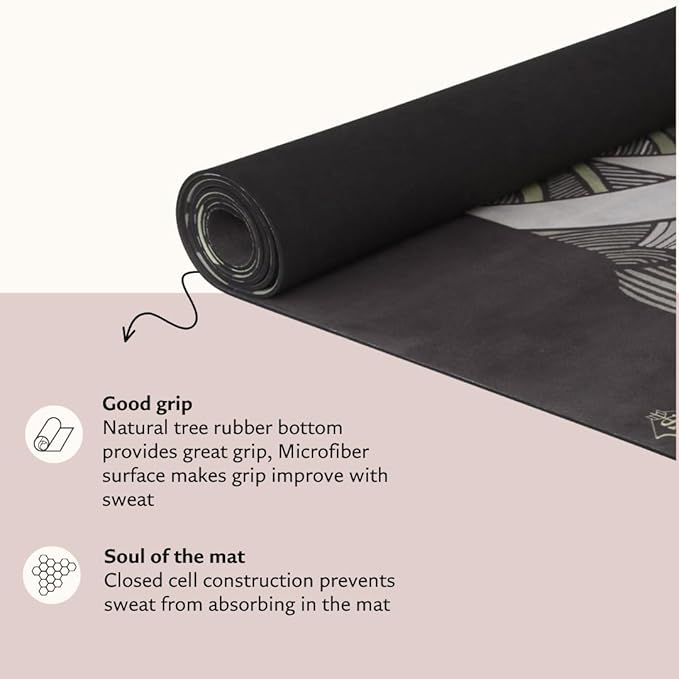 Shakti Warrior Suede yoga mat - Premium Printed Natural Eco-friendly Non-Slip Mat Great for Hot Yoga, Pilates, Workouts (72 inch x 24 inch x 3mm thick) - Bloomnest