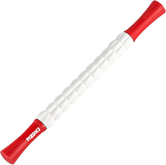 Muscle Roller Massage Roller Stick- Deep Tissue Fascia Blaster for Myofascial Pain Relief, Lymphatic Drainage & Body Sculpting, Handheld Physical Therapy & Recovery Tool (Red White-20 inch) - Bloomnest