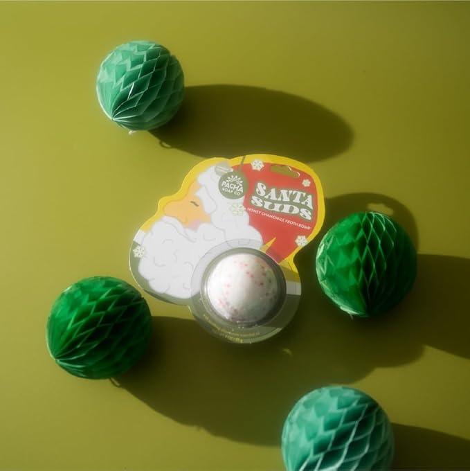 PACHA SOAP Co. Holiday Bath Bomb Card 3 Pack, Santa Suds - Scents of Honey Chamomile, Moisturizing, Naturally Derived & Handcrafted in The USA, Christmas Stocking Stuffer - Bloomnest