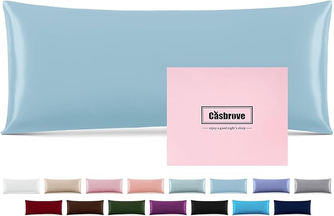 Silk Body Pillow Cover Pillow Pillowcase for Body Pillow Soft Pillow Cover Pillow Case Mulberry Silk Pillowcase for Sleep(Baby Blue,20"X 54",1pc) - Bloomnest