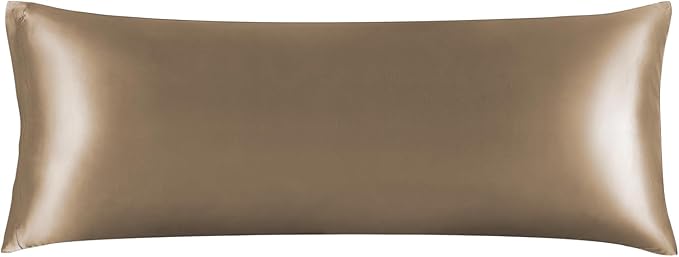 BEDELITE Satin Body Pillow Cover, Super Soft and Cooling Body Pillow Pillowcase for Hair and Skin, Breathable Silky Full Long Pillowcase Cover(20"x54", Tawny Brown) - Bloomnest