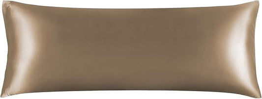 BEDELITE Satin Body Pillow Cover, Super Soft and Cooling Body Pillow Pillowcase for Hair and Skin, Breathable Silky Full Long Pillowcase Cover(20"x54", Tawny Brown) - Bloomnest