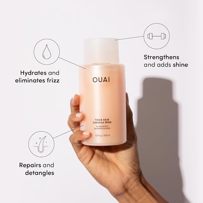 OUAI Thick Hair Shampoo & Conditioner Set, Travel Size - Moisturizing Shampoo & Conditioner - With Keratin, Marshmallow Root, Shea Butter & Avocado Oil - Sulfate, Paraben & Phthalate Free (3 Oz) - Bloomnest