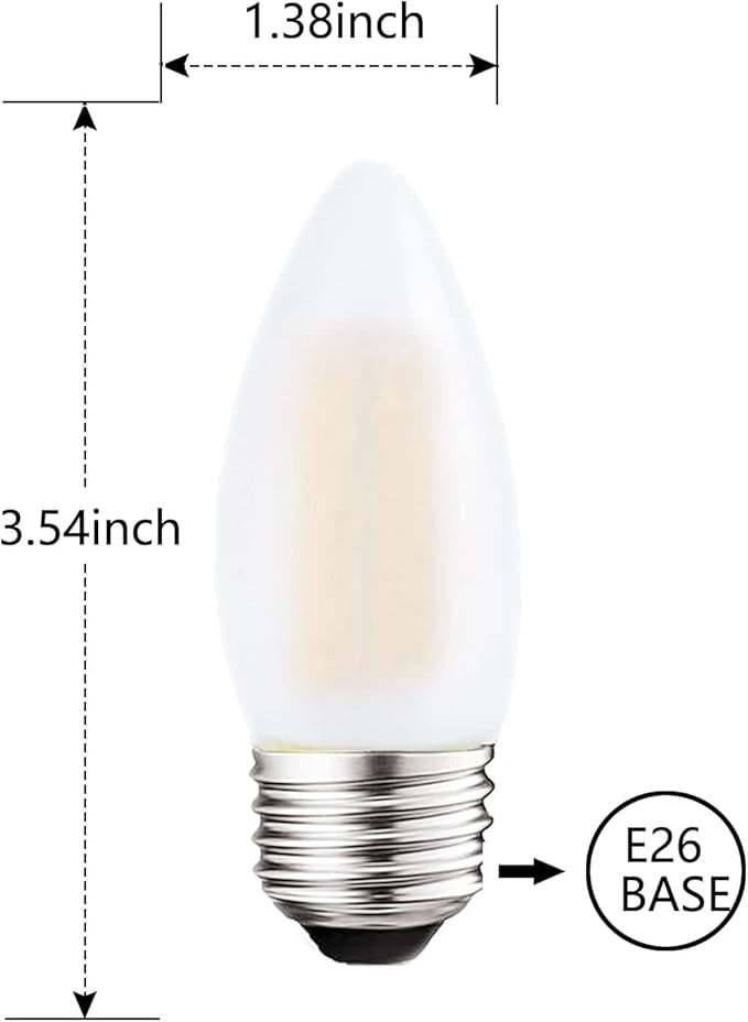 E26 LED Candelabra Light Bulbs 60W Equivalent, Dimmable 6W 3000K Soft White B11 Chandelier Frosted Glass Decorative Candle Light Bulbs, 6 Pack - Bloomnest