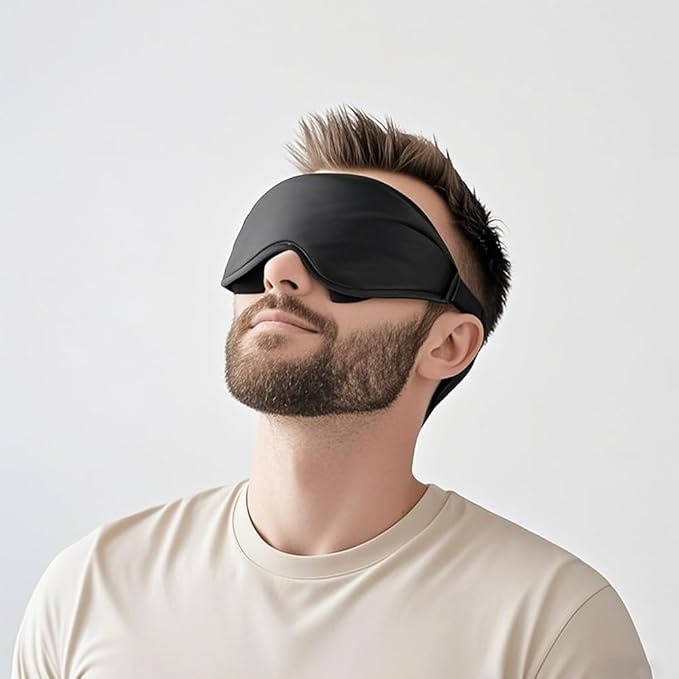 Sleep Eye Mask for Side Sleeper Men Women, Zero Eye Pressure 3D Sleeping Mask, Light Blocking Patented Design Night Blindfold, Soft Eye Shade Cover for Travel, Black - Bloomnest