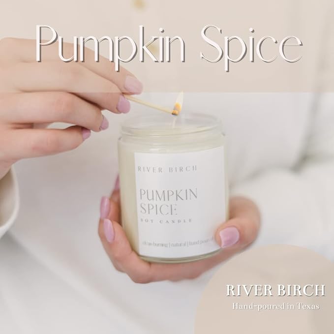River Birch Candles Pumpkin Spice Scented Candle | Premium, All-Natural, Non-Toxic, Soy Candles | 8.5oz 40 Hr Burn Time | Cozy Relaxing Gifts for Home - Bloomnest