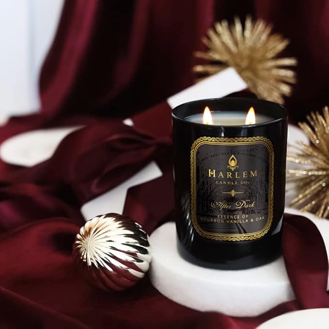 HARLEM CANDLE CO. After Dark - Luxury Scented Soy Candle, 11 oz - 80-Hour Burn Time | Bergamot, Saffron, Bourbon Vanilla, Oak | Scented Candles for Home - Bloomnest