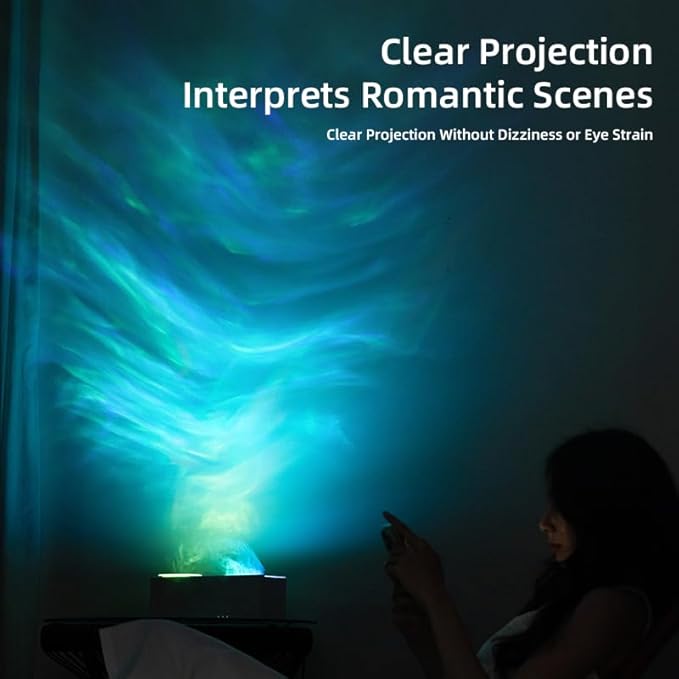 Essential Oil Diffuser, Ripple Projection Vibe Flame Oil Diffuser - Aromatherapy Aroma Humidifier, Upgrade 7 Flame Colors Noiseless 150ml Remote - Perfect for Bedroom Home Office (Ripple White) - Bloomnest