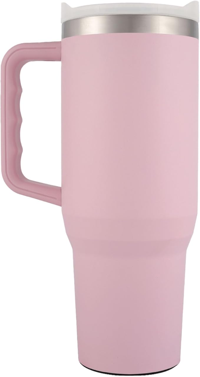 Yukon Outfitters Fit Forty 40oz Double Wall Vacuum Insulated Stainless Steel Tumbler with Reusable Straw & Ergonomic Handle | For Hot or Cold Beverage, Soft Pink - Bloomnest