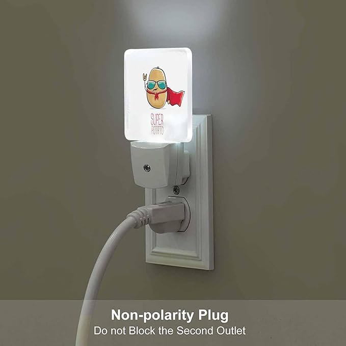 LED Night Light,Funny Cartoon Cute Brown Potato with Red Cape LED Night Light Plug into Wall with Dusk to Dawn Light Sensor White Energy Efficient Nightlight for Bedroom Hallway Living Room - Bloomnest