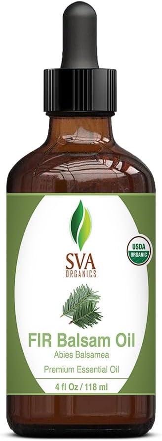 SVA Fir Balsam Essential Oil Organic – 4 Fl Oz – 100% Natural Organic Fir Oil - for Diffuser, Hair Care, Face, Skin Care, Aromatherapy, Scalp and Body Massage, Soap and Candle Making – with Dropper - Bloomnest