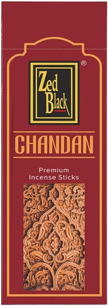Zed Black Chandan Incense – 20 Hand Rolled Sticks | Premium Aromatherapy Incense for Relaxation, Meditation, Prayer & Spiritual Rituals