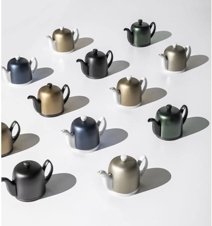 Degrenne Salam Luxury French Tea Pot - Porcelain Teapot with Emerald Aluminum Cover, Ceramic Tea Kettle for Loose Tea, Removable Infuser, 4 Cup Capacity, 24oz - Emerald - Bloomnest
