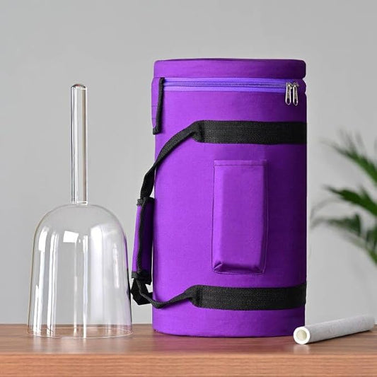 CVNC 440HZ 6 Inch F Note Handle Clear Quartz Crystal Singing Bowl + 6" Purple Colored Carry Case Bag + One Suede Mallet - Bloomnest
