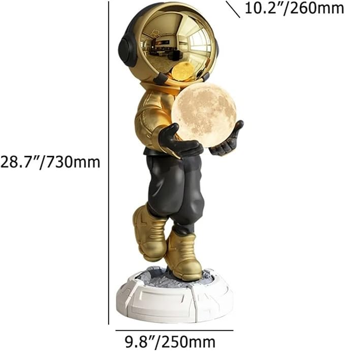 Astronaut Floor Lamp with LED Ball Light, 28.8" Large Space Sculpture Figurine, Modern Resin Astronaut Statue Art Decor for Living Room, Bedroom, Office - Bloomnest