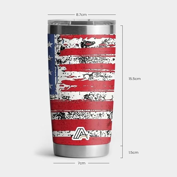 20oz Stainless Steel Tumbler - USA FlagTumbler with Lid and Straw, Double Walled Travel Mug Insulated for Hot & Cold Drinks, Vacuum Insulated Water Bottle for Home, Patriotic GIft - Bloomnest