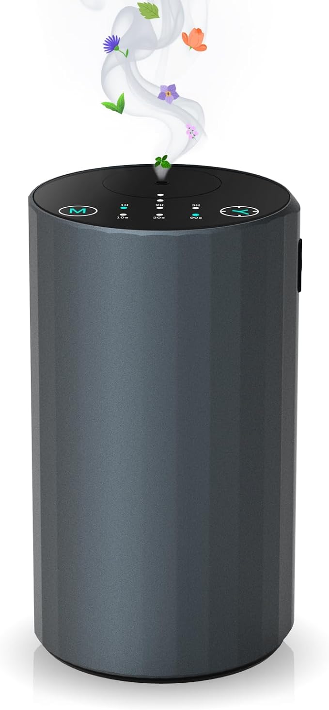 Waterless Essential Oil Diffuser Aromatherapy Scent Diffusers for Home Large Room, Bedroom, Car, Office, Desk, Battery Operated Mini Portable Air Freshener (Grey) - Bloomnest