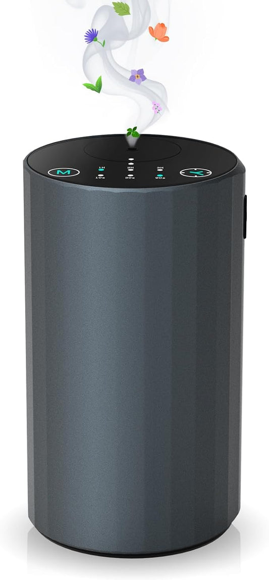 Waterless Essential Oil Diffuser Aromatherapy Scent Diffusers for Home Large Room, Bedroom, Car, Office, Desk, Battery Operated Mini Portable Air Freshener (Grey) - Bloomnest