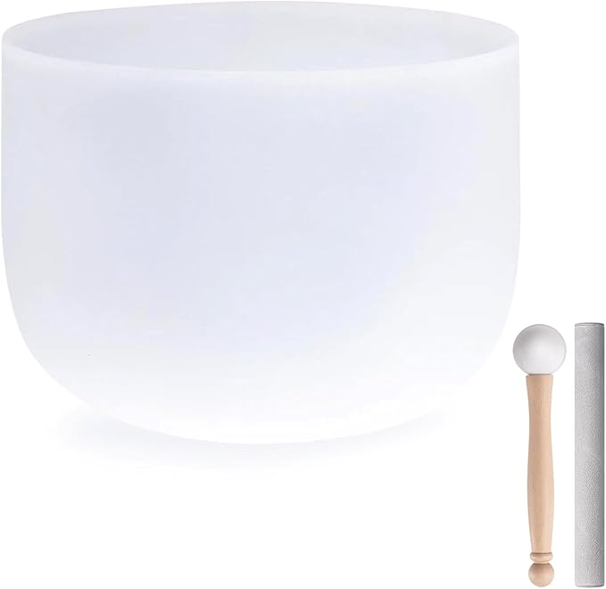 440HZ 8 Inch Frosted Quartz(F) Note Heart Chakra Frosted Quartz Crystal Singing Bowl Dispensing Free Mallet And O-ring for Sound Healing Meditation Experience The Beautiful Sounds of Nature - Bloomnest