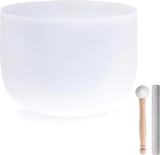 440HZ 8 Inch Frosted Quartz(F) Note Heart Chakra Frosted Quartz Crystal Singing Bowl Dispensing Free Mallet And O-ring for Sound Healing Meditation Experience The Beautiful Sounds of Nature - Bloomnest
