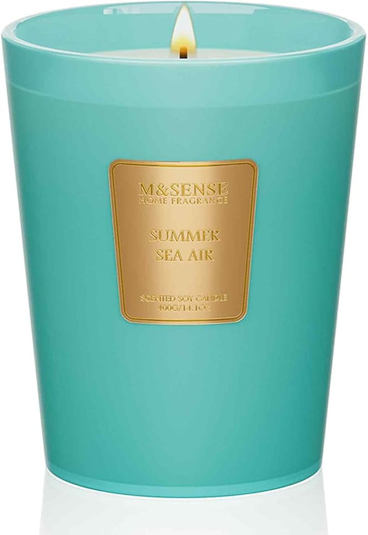 M&SENSE Summer Sea Air Scented Candle Home Decor, Natural Soy Wax,4.1oz 60 Hours Long Lasting Slow Burning, Aromatherapy Candle for Stress Relief - Bloomnest