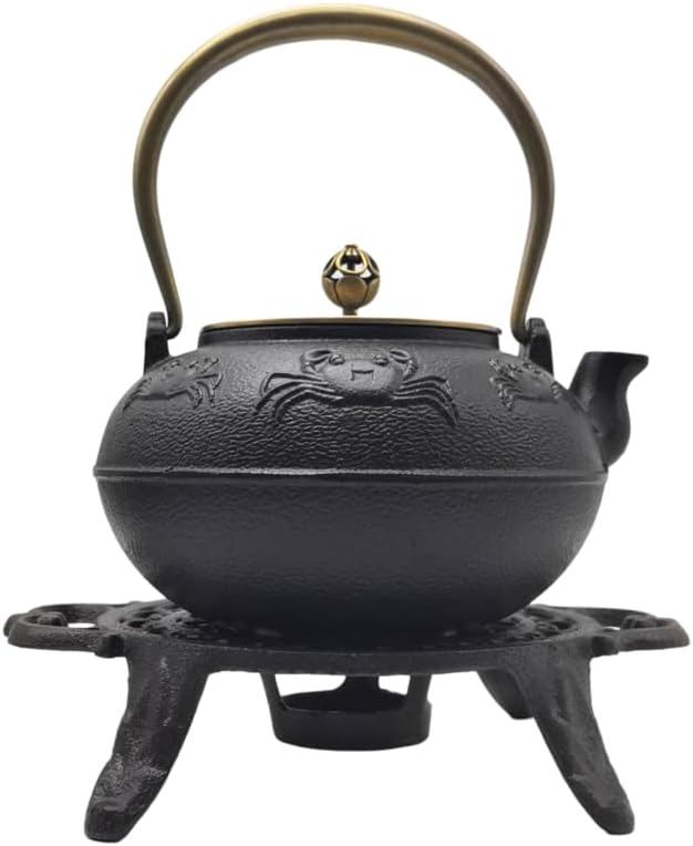 44oz Cast Iron Teapot Set with Tea Light Warmer, Durable Japanese Tetsubin Teapot for Stovetop, Asian Tea Kettle for Adults, Elegant Durable Tea Gift Set (1300ml) - Bloomnest