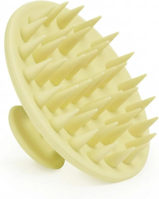 Silicone Scalp Massager Shampoo Brush, Scalp Brush for Hair Growth & Dandruff Removal, Hair Scrubber Scalp Stimulator Exfoliator Brush with Soft Bristles for Wet Dry Scalp Care (Light Yellow) Meartchy