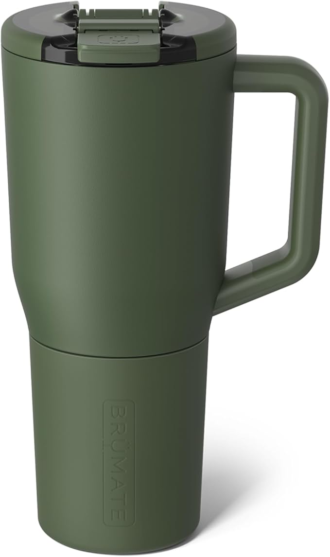 BrüMate Müv - 35oz 100% Leak Proof Insulated Coffee Mug with Handle & Lid - Stainless Steel Coffee Travel Mug - Double Walled Coffee Cup (OD Green) - Bloomnest