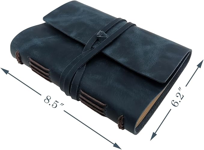 Blue Notebook Journal - Best Genuine Leather Journaling for write A5 Size Diary 6.2x8.5 Inch,Notepad For Man,Women,Vintage,Gifts,Work,Study,Personal,Dark Blue - Bloomnest