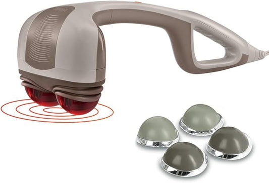 Homedics Percussion Action Massager with Heat | Adjustable Intensity, Dual Pivoting Heads | 2 Sets Interchangeable Nodes, Heated Muscle Kneading for Back, Shoulders, Feet, Legs, & Neck - Bloomnest