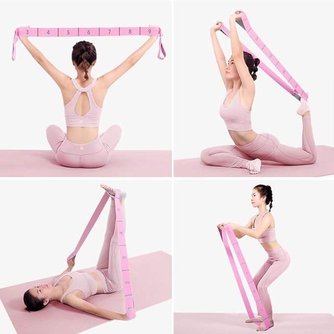 11 Loops Stretch band - Yoga, Pilates, Ballet, and Physical Therapy Stretching strap for Flexibility, Leg Stretching, and Exercise - Durable Stretching equipment for Dance and Fitness - Bloomnest