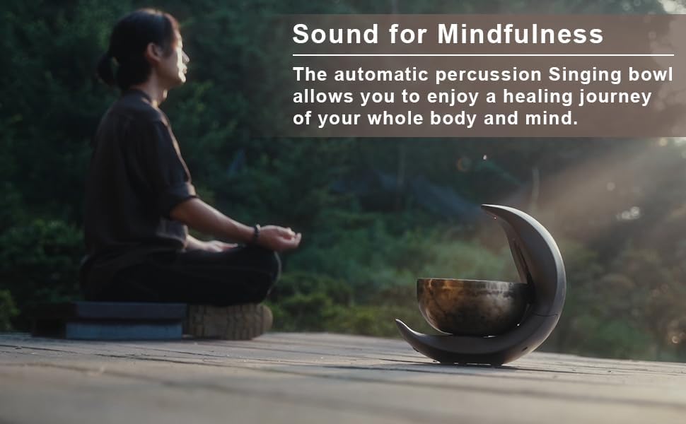 Automatic Singing Bowl Set,8" Tibetan Singing Bowl by Nepalese Handicraft, Master-level Himalayan Sound Healing Suitable for Yoga, Meditation&Relaxation, Mindfulness, Healing and Chakra Balancing
