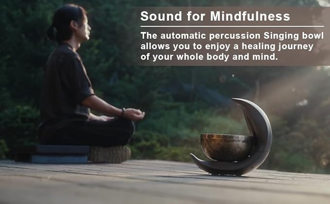 Automatic Singing Bowl Set,8" Tibetan Singing Bowl by Nepalese Handicraft, Master-level Himalayan Sound Healing Suitable for Yoga, Meditation&Relaxation, Mindfulness, Healing and Chakra Balancing - Bloomnest