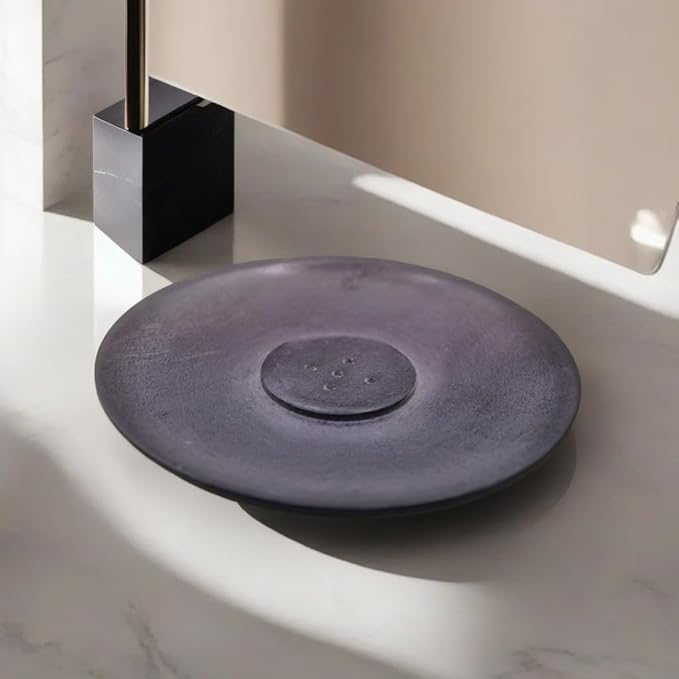 Handmade Natural Grey Marble Incense Stick Holder - Round Incense Burner With Multiple Holes For Incense Sticks. Decorative Ash Catcher For Home and Office Decor. (4 inch Diameter, Grey) - Bloomnest